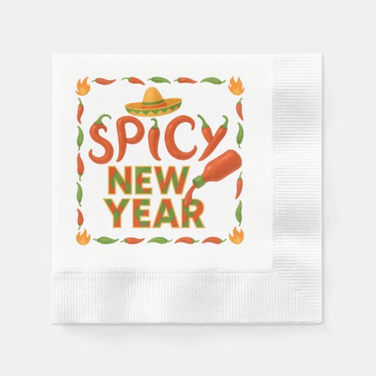 Scharfes Neues Jahr Serviette (Vorderseite)
