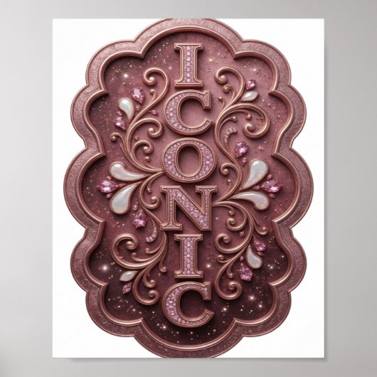 Scharfes Pink ICONIC Grafikdesign Poster (Vorne)