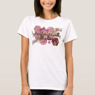 Scharfes Rosa DIE ZUKUNFT IST JETZT Textdesign T-Shirt