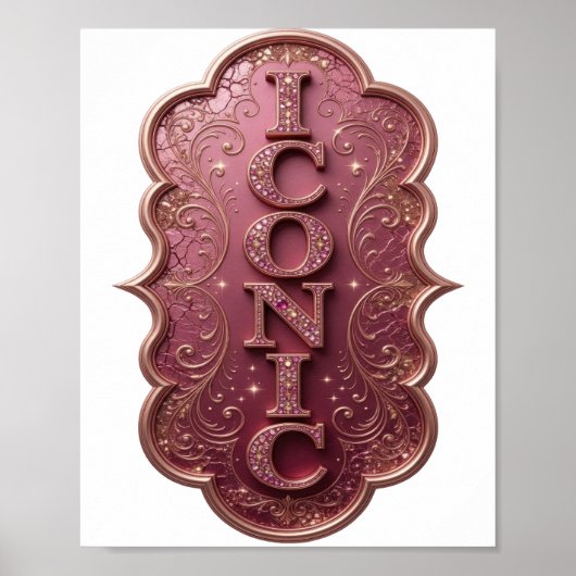 Scharfes Rosa ICONIC Fettes Design Poster (Vorne)