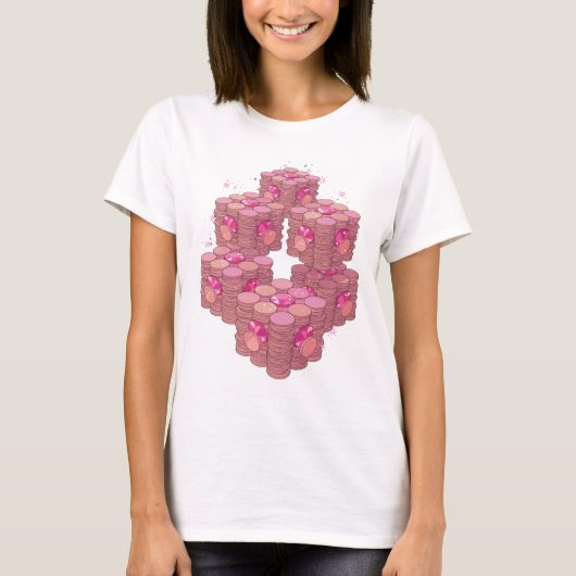 Scharfes Rosa PINK MÜNZEN Design T-Shirt (Vorderseite)