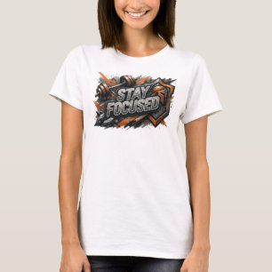 Scharfes Rosa STAY FOCUSED Text Design T-Shirt