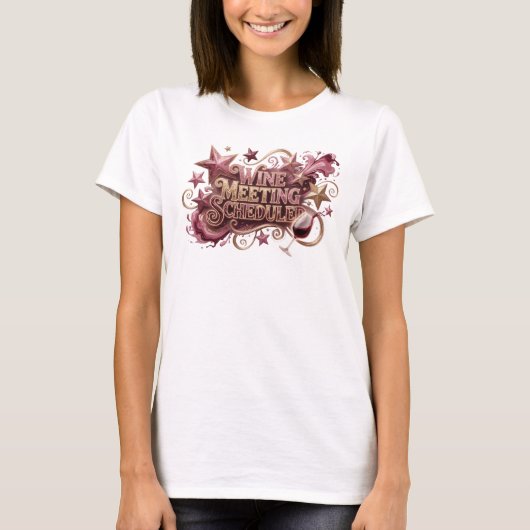 Scharfes Rosa WINE MEETING GEPLANT Statement Tee (Vorderseite)