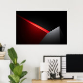 Scharfes Rot und Grau Abstract Minimalis Poster (Heimbüro)