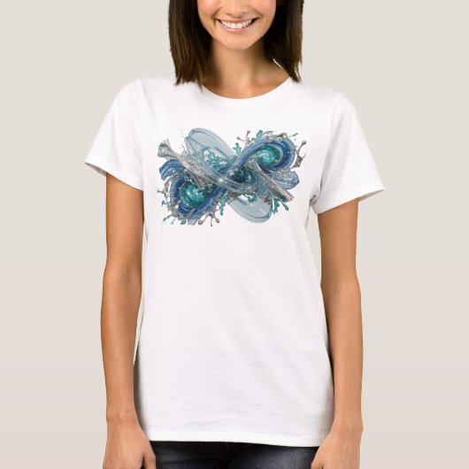 Scharfes Silber ABSTRACT ART Design T-Shirt (Vorderseite)