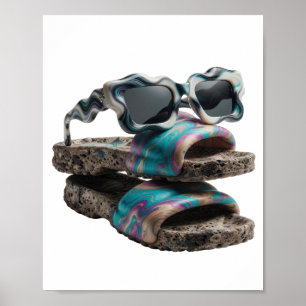 Scharfes Silber ABSTRACT ART Design v2 Poster