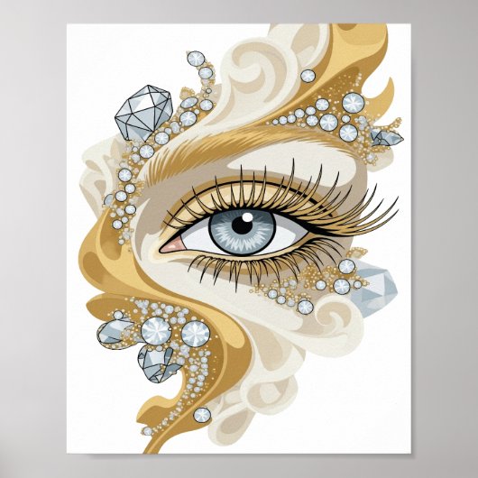 Scharfes Silber ABSTRACT ART Moderne Gestaltung v2 Poster (Vorne)