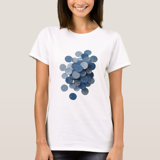 Scharfes Silber BLAUE BLÄTTER 3D-Textkunst T-Shirt (Vorderseite)