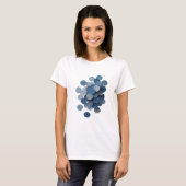Scharfes Silber BLAUE BLÄTTER 3D-Textkunst T-Shirt (Vorne ganz)