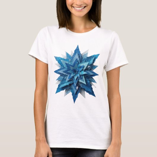 Scharfes Silber BLAUER STERN 3D-Textkunst T-Shirt (Vorderseite)