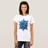 Scharfes Silber BLAUER STERN 3D-Textkunst T-Shirt (Vorne ganz)