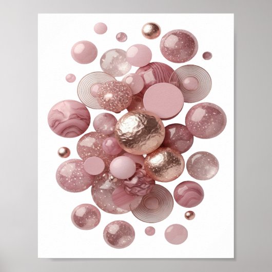 Scharfes Silber PINK BALLS UND STERNE Poster (Vorne)