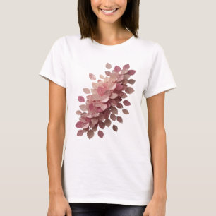 Scharfes Silber PINK BLÄTTER 3D Text Kunst T-Shirt