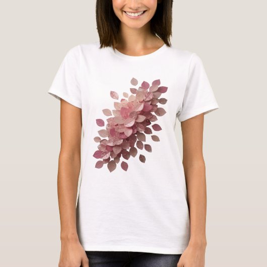 Scharfes Silber PINK BLÄTTER 3D Text Kunst T-Shirt (Vorderseite)
