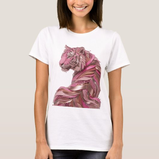 Scharfes Silber PINK TIGER Fettes Design T-Shirt (Vorderseite)