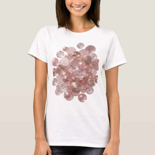 Scharfes Silber ROSE GOLD GLITZER T-Shirt (Vorderseite)