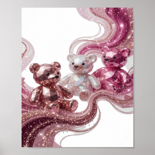 Scharfes Silber THREE DIAMOND TEDDIES Druck Poster (Vorne)