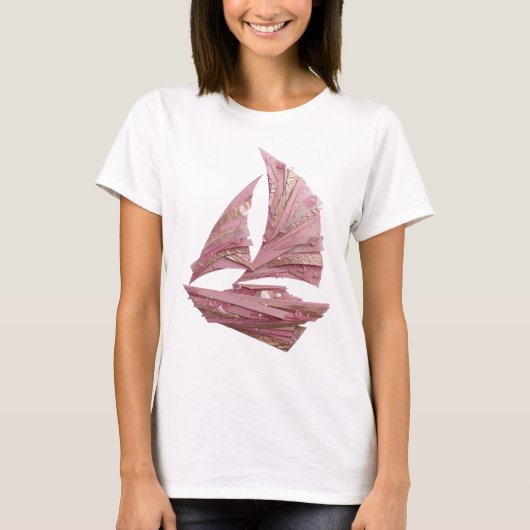 Scharfes Silbernes PINK SAILBOAT Statement Design T-Shirt (Vorderseite)