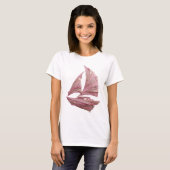 Scharfes Silbernes PINK SAILBOAT Statement Design T-Shirt (Vorne ganz)