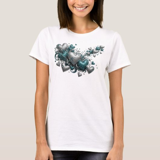 Scharfes Türkis ABSTRACT ART Design T-Shirt (Vorderseite)