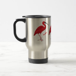 Scharlach-Ibis-Vogel-Cartoon-Illustration Reisebecher