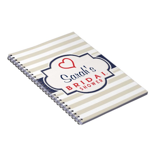 Scharlach, Marine, Eggshell Stripes Brautparty Notizblock (Rechte Seite)