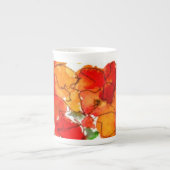 Scharlach und Orangenblumen Knochen China Tasse (Vorderseite)