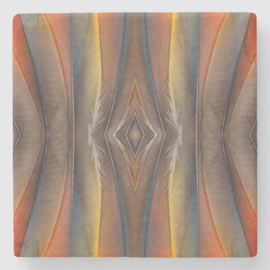 Scharlachara-Federdesign Steinuntersetzer (Vorderseite)