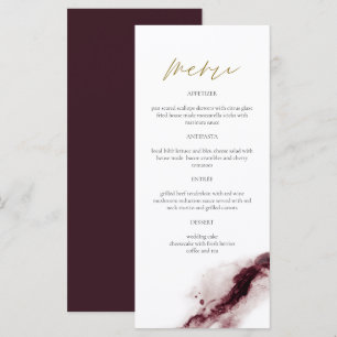 SCHARLACHROT Boho Burgundy and Gold Menu Card Menükarte