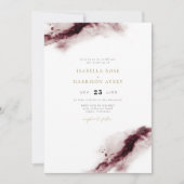 SCHARLACHROT | Boho Burgundy Gold Watercolor Weddi Einladung (Vorderseite)