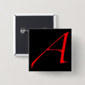 Scharlachrot Buchstabe A (für Atheisten) Button (Vorne & Hinten)