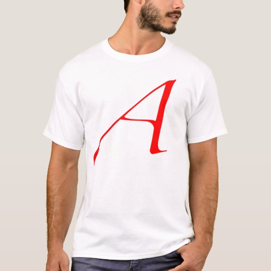 Scharlachrot Buchstabe A (für Atheisten) T-Shirt (Vorderseite)