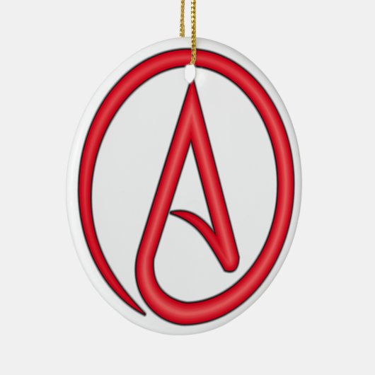 Scharlachrot Buchstabe-Atheisten-Symbol- Keramikornament (Rechts)