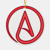 Scharlachrot Buchstabe-Atheisten-Symbol- Keramikornament (Vorne)