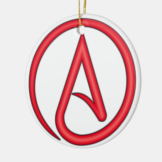 Scharlachrot Buchstabe-Atheisten-Symbol- Keramikornament (Links)