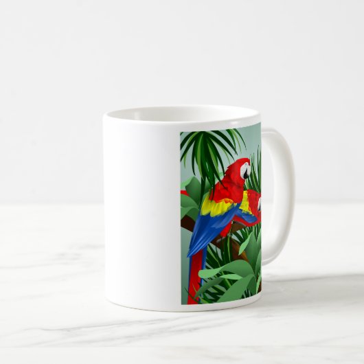 Scharlachrot der Macaws-zwei Kaffeetasse (VorderseiteRechts)