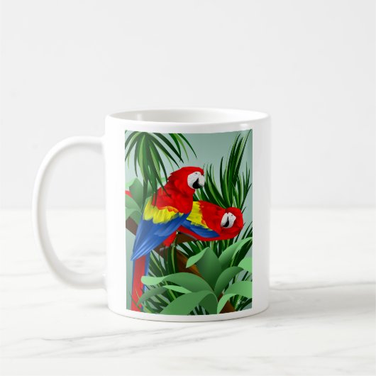 Scharlachrot der Macaws-zwei Kaffeetasse (Links)