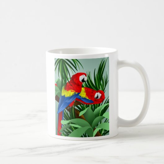 Scharlachrot der Macaws-zwei Kaffeetasse (Rechts)