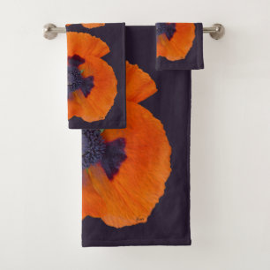 Scharlachrot der orange Mohnblumen-1 Badhandtuch Set