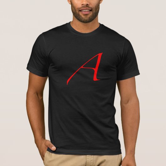 Scharlachrot des Buchstabe-A/Atheismus T-Shirt (Vorderseite)