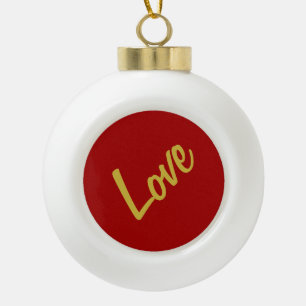 Scharlachrot Gold Farben Liebe Hochzeit Kalligrafi Keramik Kugel-Ornament