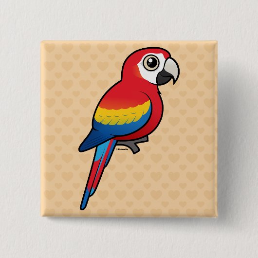 Scharlachrot Macaw- Button (Vorderseite)