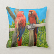 Scharlachrot Macaw-Papageien-Hocken