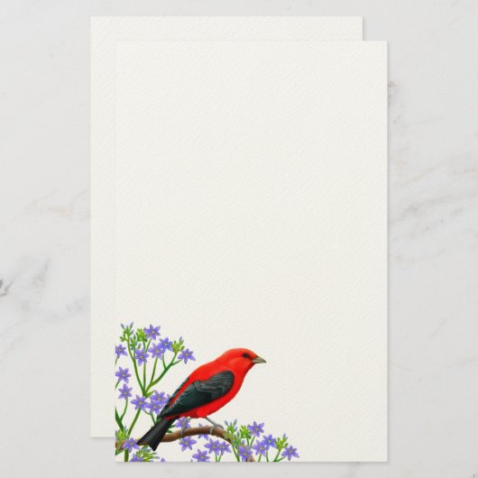 Scharlachrot Tanager-wildes Vogel-Briefpapier- Briefpapier (Vorne/Hinten)