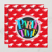 Scharlachrot, weiß, Zickzack, Pferderennen Einladung (Vorne/Hinten)