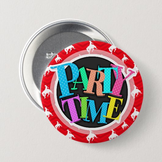 Scharlachrot, weiß, Zickzack, Rodeo Cowboy Button (Vorne & Hinten)
