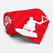 Scharlachrot, weiß, Zickzack, Wakeboard Krawatte (Gerollt)