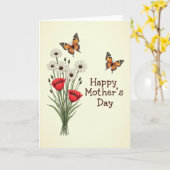 Scharlachrote Blume Muttertagskarte Karte (Gelbe Blume)