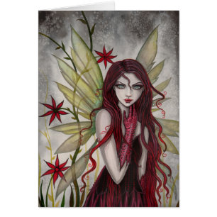 Scharlachrote Blumenfee Fantasy-Kunst von Molly Ha