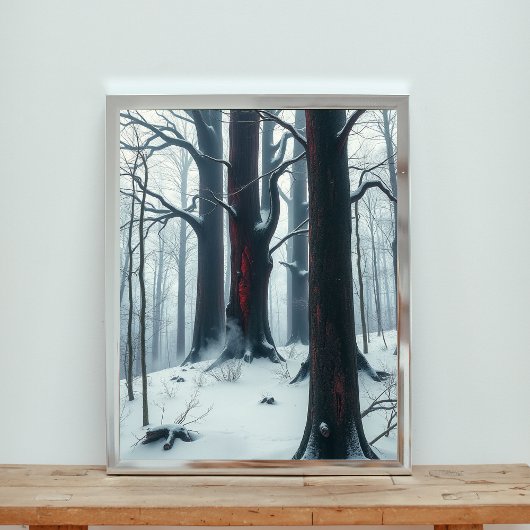 Scharlachrote Flüstern im Winterwald Poster